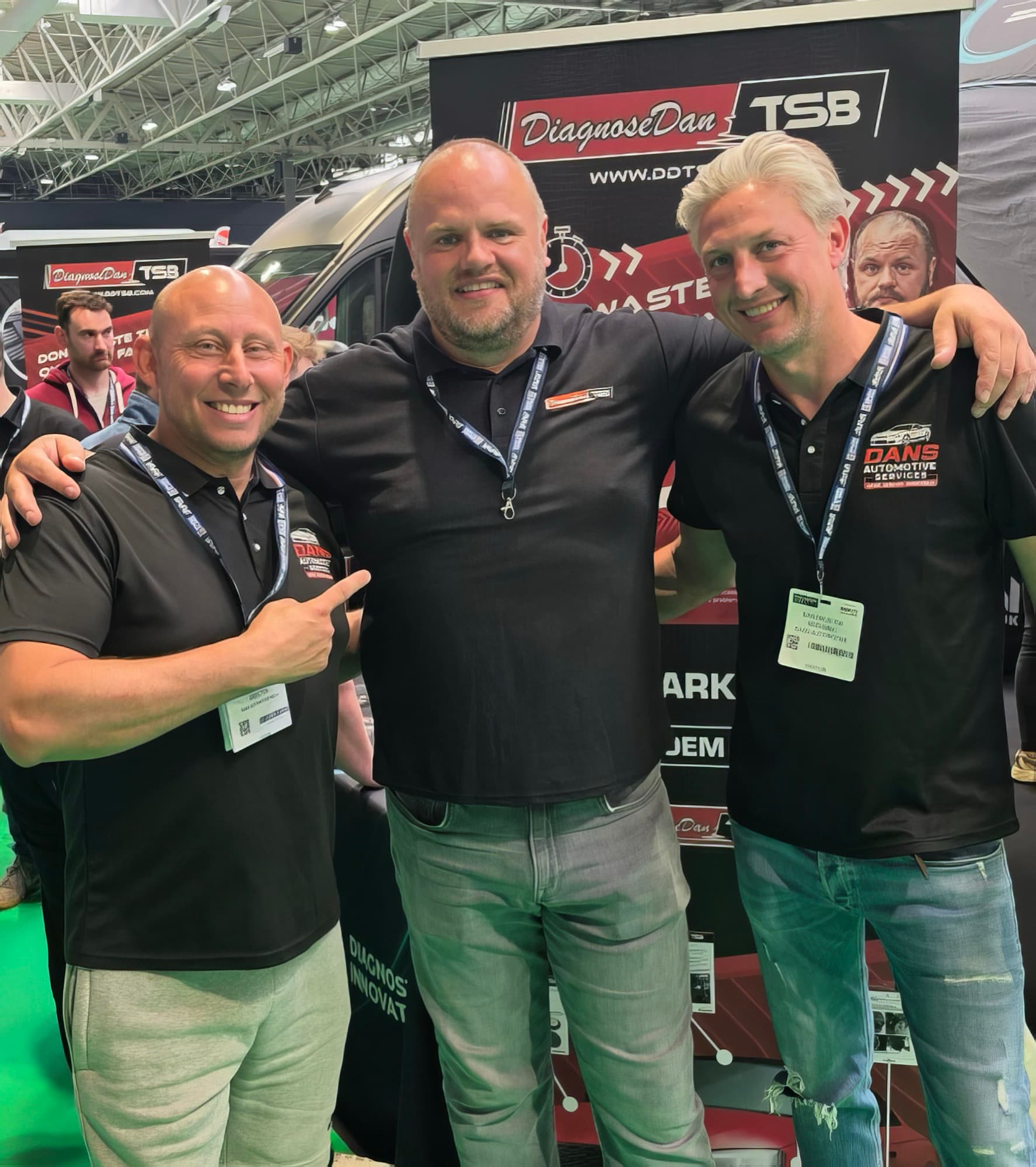On the Dans Automotive Services stand at a trade show